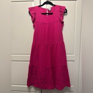 J. Crew Factory Fuchsia Ruffled Dress